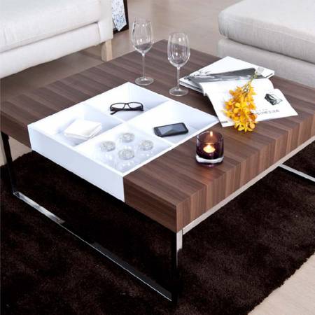 Metal Angle Square Coffee Table - Square Simple Storage coffee table.